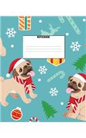 Notebook: Christmas Dog Holiday Themed Wide Ruled 120 Page Composition Notebook