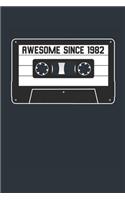 Awesome Since 1982 - Blank Lined Journal, Notebook, Diary, Planner - Vintage 37th Birthday Gift For 37 Years Old Men and Women - Retro Mixtape: Medium College-Ruled Journey Diary, 110 page, Lined, 6x9 (15.2 x 22.9 cm)