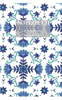 Notizbuch Garten Muster Pattern Pflanzen Blumen Pflanze Flower Blüte Blau Weiss