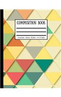 Retro Geometric Triangle Print Composition Book: College Ruled - 100 Pages / 200 Sheets - 7.44 X 9.69 Inches