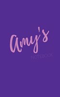 Amy's Notebook: Amy 6x9 personalized journal notebook. Attractive girly sassy modern stylish purple pink cover. Arty stylish pretty journal for girls.