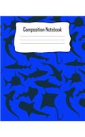 Composition Notebook: Shark Ocean Sting Ray Composition Notebook Back to School 7.5 x 9.25 Inches 100 Wide Ruled Pages Journal Diary Gift