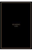 Reading Log: Book Tracker/Reading Log with Details for Book Lovers Black with Gold Trim