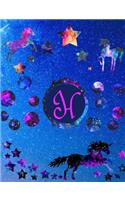 Starry Unicorns Notebook Monogram Series H