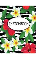 Sketchbook: Colorful Flower Art V.8: 110 Pages of 8.5" x 11" Blank Paper for Drawing, sketchbook for adult, sketchbook for teen