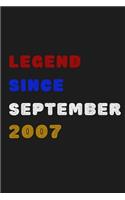 Legend Since September 2007 - Notebook Journal Birthday
