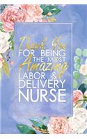 L&D Nurse Gift: Thank You For Being The Most Amazing Labor & Delivery Nurse Blank Lined Labor & Delivery Nurse Journal Notebook 100+ Pages