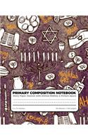 Hanukkah Primary Composition Notebook Story Paper Journal Dotted Midline and Picture Space: Grades K-2 Learn To Write and Draw Hebrew Jewish - School Exercise Book - 100 Story Pages - Half Page Lined Paper with Drawing Space (8 x 10 Noteboo