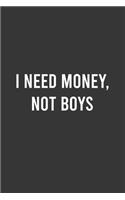 I Need Money, Not Boys - Feminist Notebook, Feminist Journal, Women Empowerment Gift, Cute Funny Gift For Women, Teen Girls and Feminists, Women's Day Gift