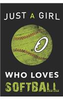 O Monogram Initial Softball Journal Just a girl who loves Softball
