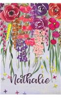 Nathalie: Personalized Lined Journal - Colorful Floral Waterfall (Customized Name Gifts)