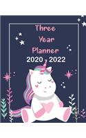 2020-2022 Three Year Planner: Unicorn Sleep, Monthly Schedule Organizer For Large 3 Year Agenda Planner With Inspirational Quotes And Holiday