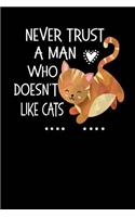 Never Trust A Man Who Doesn't Like Cats: Journal for Women, Diary, Notebook