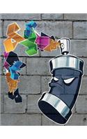 Colorful Graffiti Notebook: blank sketch paper 8.5 in x 11 in (large) 100 sheets 200 Page book for girl or woman's diary, men's journal, college, high school, elementary school