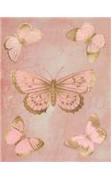 Pink and Gold Butterflies Composition Notebook