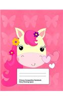 Primary Composition Notebook Story Drawing Space: Draw and Write Journal Half Blank Half Ruled Handwriting Practice Paper Notebook 100 Pages Middle Dotted Lines Cute Animal Designs Unicorn Face for 