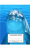 Composition Book 100 Sheets/200 Pages/7.44 X 9.69 In. College Ruled/ Blue Dolphin: Writing Notebook Lined Page Book Soft Cover Plain Journal Cute Dolphin Photo 1