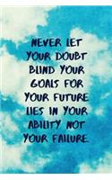 Never Let Your Doubt Blind Your Goals for Your Future Lies in Your Ability Not Your Failure: Inspirational Quotes Blank Journal Lined Notebook Motivational Work Gifts Office Gift Sky