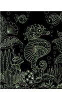 Bullet Journal Notebook Seahorse Drawing 8: 172 Numbered Pages with 160 Dot Grid Pages, 6 Index Pages and 2 Key Pages in Large 8 X 10 Size for Journaling, Writing, Planning or Doodling.