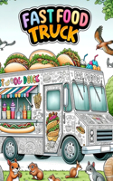 Fast Food Truck: Dive into the dynamic universe, where every illustration serves up a fusion of culinary art and street culture, inviting your colors to capture thei