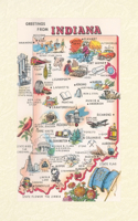 Vintage Lined Notebook Greetings from Indiana, Map