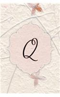 Q: Western Wallflower Petal Journal, Monogram Initial Letter Q Lined Pages Flower Notebook