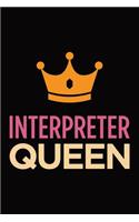 Interpreter queen: Blank lined novelty office humor themed notebook to write in: With a versatile, practical wide rule interior: Pink and orange cover