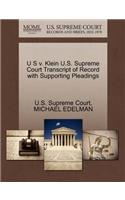 U S V. Klein U.S. Supreme Court Transcript of Record with Supporting Pleadings