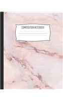 Composition Notebook: Wide Ruled Notebook Marble Pink Rose Inlay Lined School Journal - 100 Pages - 7.5" x 9.25" - Children Kids Girls Teens Women - Perfect For School