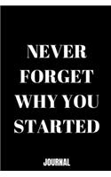 Never forget why you started Notebook/Journal Journal_6x9 in _100 pages _bleed For Women/Men/Boss/Coworkers/Colleagues/Students/Friends/Office Gag Gift Paperback