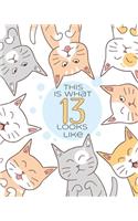 This is What 13 Looks Like: Funny 13th Birthday Cats Blank Journal Notebook, Lined Paper 8x10, Snarky Birthday Saying