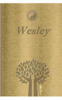 Wesley: Personalized Name Journal/Notebook for Men - Masculine Metal-look Cover with Lined Writing Pages