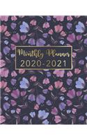 2020-2021 Monthly Planner: Floral Gold Design - Two Year Monthly Planner from January 2020 to December 2021 Calendar - 24 Months with US Holidays - 2 Year Schedule and Organiz