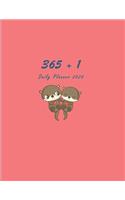 365 + 1 Daily Planner: Adorable Coral Red Cover with Lovely Otter Couple in Love / One Day per Page / Everyday Time Schedule Planning - Trackers, Task Lists, Goals and Gra