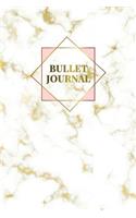 Bullet Journal: Marble + Gold Bullet Journal - 120-Page 1/2 Inch Dot Grid Notebook - 6 X 9 Marble & Gold Perfect Bound Softcover