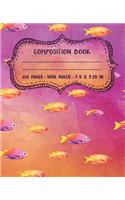 Composition Book: Wide Ruled Blank Lined Cute Composition Notebook for Girls, Boys, Kids, Teens, Students or Teachers - Writing Notes Journal or Diary for School - 10