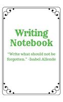Writing Notebook: Write What Should Not Be Forgotten. -Isabel Allende