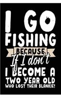 I Go Fishing Because If I Don't I Become A Two Year Old Who Lost Their Blankie!: Blank Journal Notebook