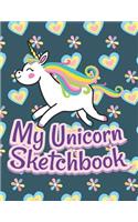 My Unicorn Sketchbook: Blank Unlined Doodle Book V17
