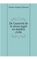 de l'Autorité de la Chose Jugée En Matière Civile
