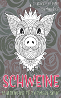 Malbücher für Erwachsene - Einfaches Level - Kawaii Tier - Schweine
