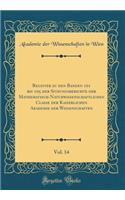 Register zu den Banden 101 bis 105 der Sitzungsberichte der Mathematisch-Naturwissenschaftlichen Classe der Kaiserlichen Akademie der Wissenschaften, Vol. 14 (Classic Reprint)