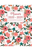 2020-2029 Ten Year Monthly Planner: 120 Months Calendar Schedule Organizer Agenda, Yearly Goals, Task and Checklist Logbook with pink florals pattern cover(10 10 Year Monthly Planner and Calendar 2020-2029)