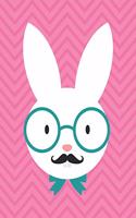 Notebook: Hipster Easter Bunny Wide Ruled Composition Note Book 8.5x11 Lined Paper 70 Sheets (140 Pages) Pink Chevron