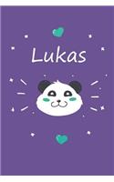 Lukas: Ein Personalisiertes Panda Tage-/Notizbuch Mit Dem Namen Lukas Und Ganzen 100 Linierten Seiten Im Tollen 6x9 Zoll Format (Ca. Din A5). Optimal ALS S