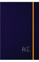 H.E.: Classic Monogram Lined Notebook Personalized With Two Initials - Matte Softcover Professional Style Paperback Journal Perfect Gift for Men and Women