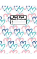 Blank Sheet Music Notebook: Easy Blank Staff Manuscript Book Large 8.5 X 11 Inches Musician Paper Wide 12 Staves Per Page for Piano, Flute, Violin, Guitar, Trumpet, Drums, Cell