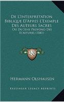 de L'Interpretation Biblique D'Apres L'Exemple Des Auteurs Sacres: Ou Du Sens Profond Des Ecritures (1841)