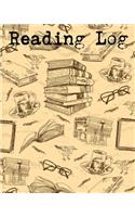 Reading Log: Vintage Book Pattern Perfect Gifts for Young Book Lovers / Reading Log Review Rating Organizer Journal A reading journal with spacious record pages 