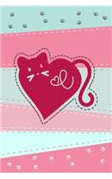 C: Heart Cat Monogram Blank Journal. A perfect romantic notebook for cat lovers.